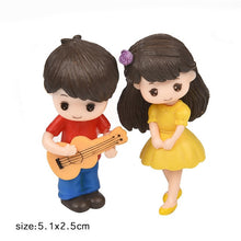 Load image into Gallery viewer, 1 pair Cute Lovers Couple Figurines Miniature Craft with Guitar Ornament Fairy Garden Decor home decoration accessories
