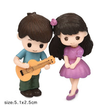 Load image into Gallery viewer, 1 pair Cute Lovers Couple Figurines Miniature Craft with Guitar Ornament Fairy Garden Decor home decoration accessories